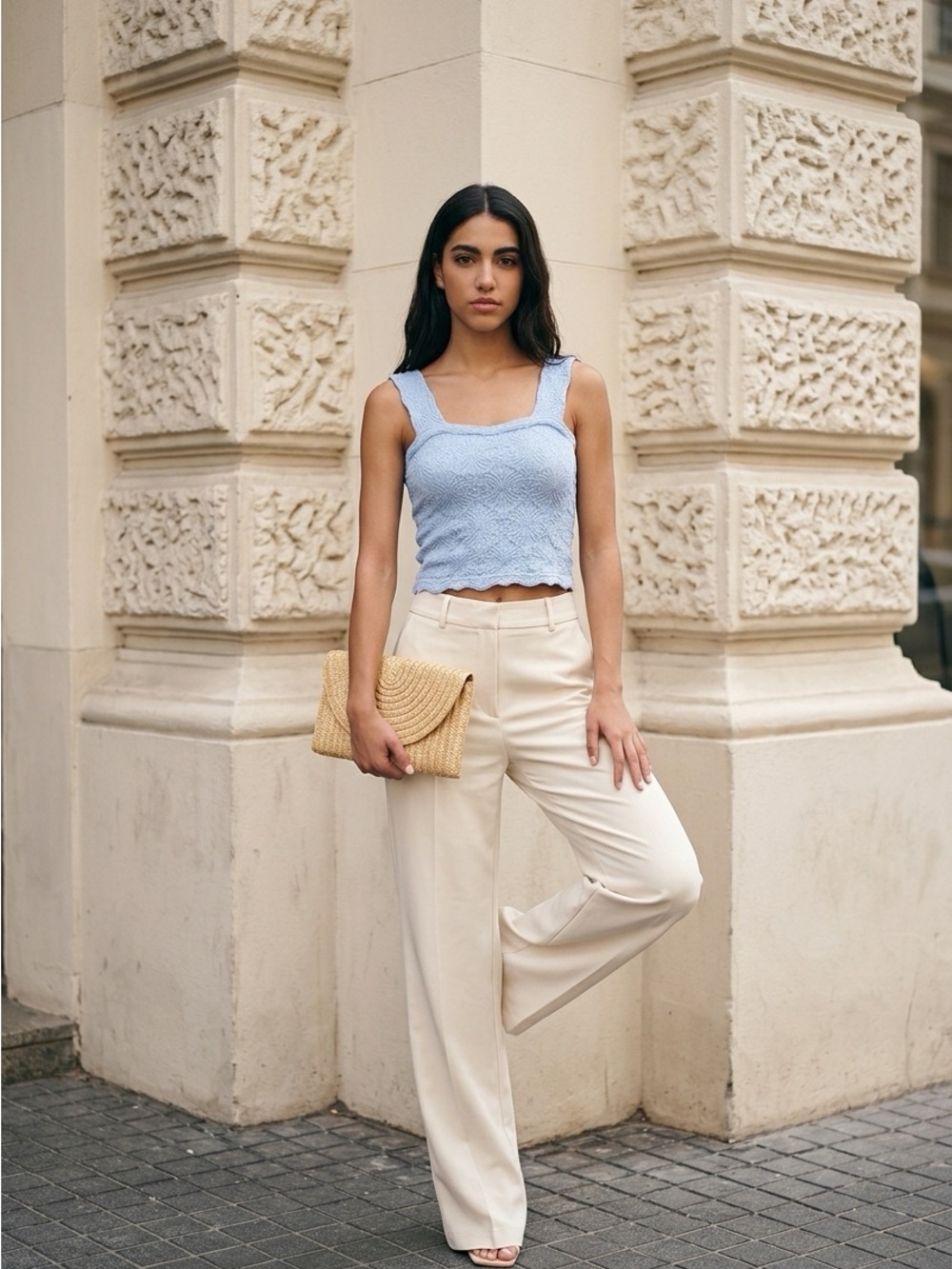 Gypsy & Jade Light Blue Textured Sleeveless Top - Size Small - Picture 2 of 9